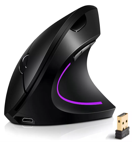 Mouse Ergonomico Vertical Inalambrico 2.4g Recargable Usb Color Negro S6000