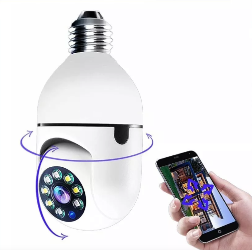 Camara Ip De Seguridad Bombillo Ampolleta Motorizada 360° E27 Socket Color Blanco
