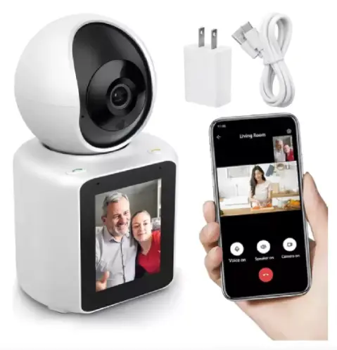 [tbh0396] Camara De Seguridad Wifi Video Llamada Con Pantalla Icsee Color Blanco