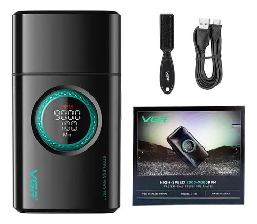 Afeitadora Electrica Shaver Vgr V-377 Usb 9000 Rpm Color Negro 