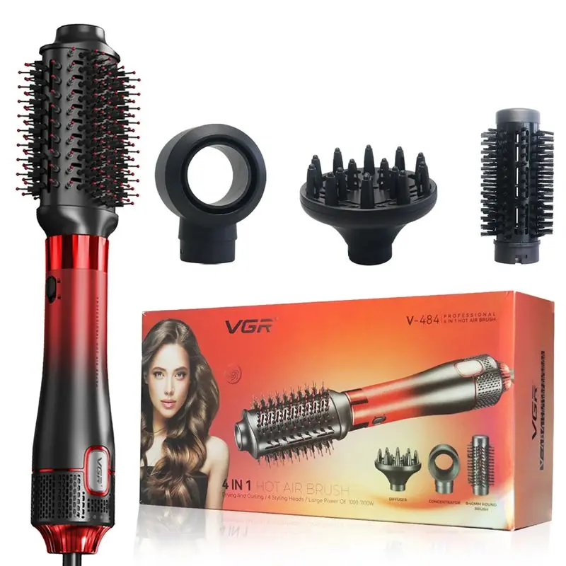 "Cepillo de Aire Caliente 4 en1 para Estilizado Profesional V-484 Rojo"