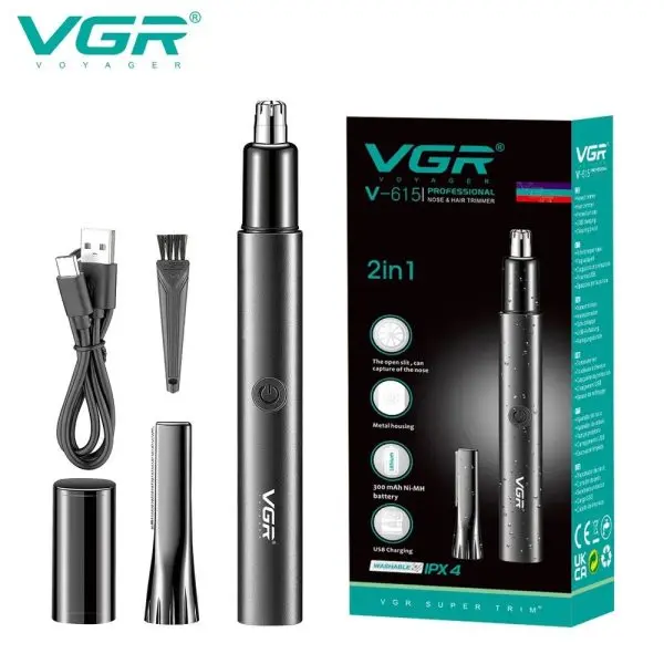 Trimmer Cortador Quita Pelo Narizoídos Vgr-615 Color Negro