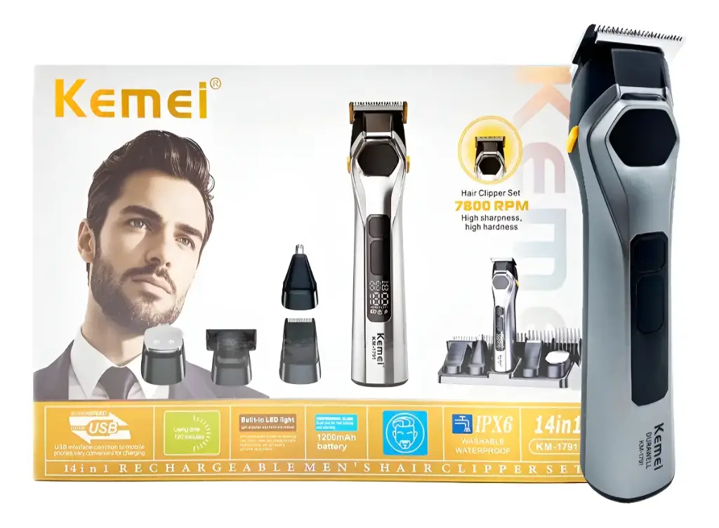 Kemei Km-1791 1200mah 7800rpm Luz Led Bivolt Barba Cabelo