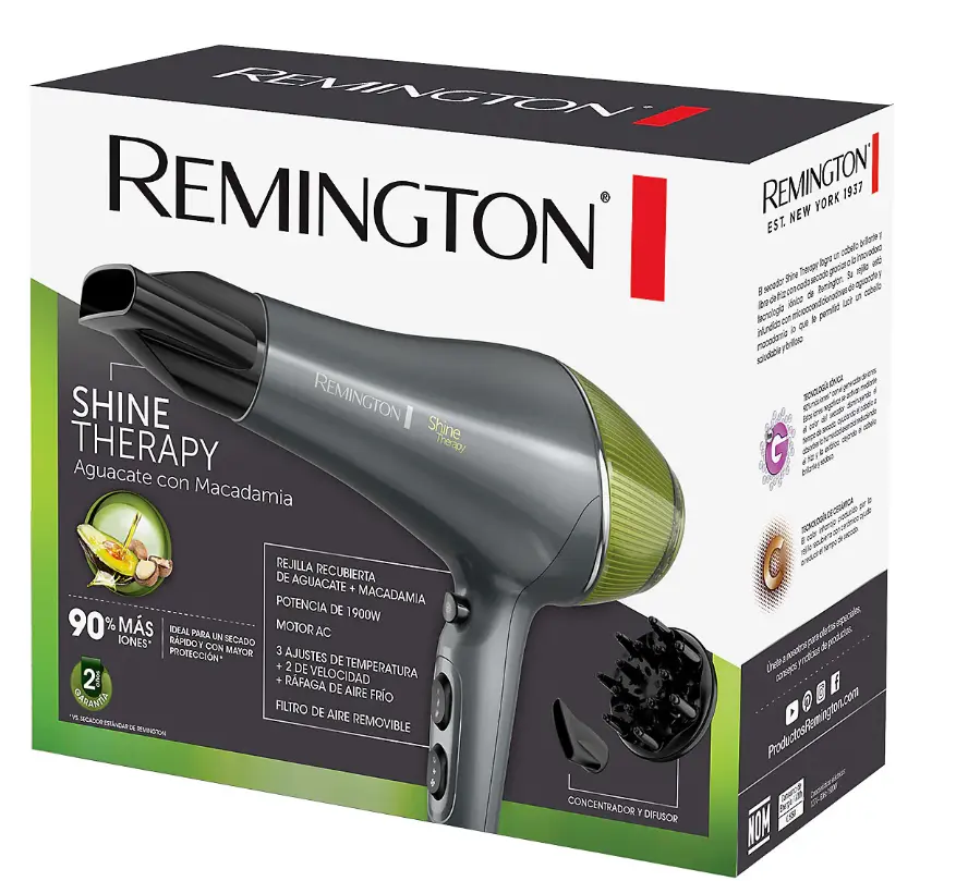 Secador De Cabello Remington shine therapy aguacate con macadamia