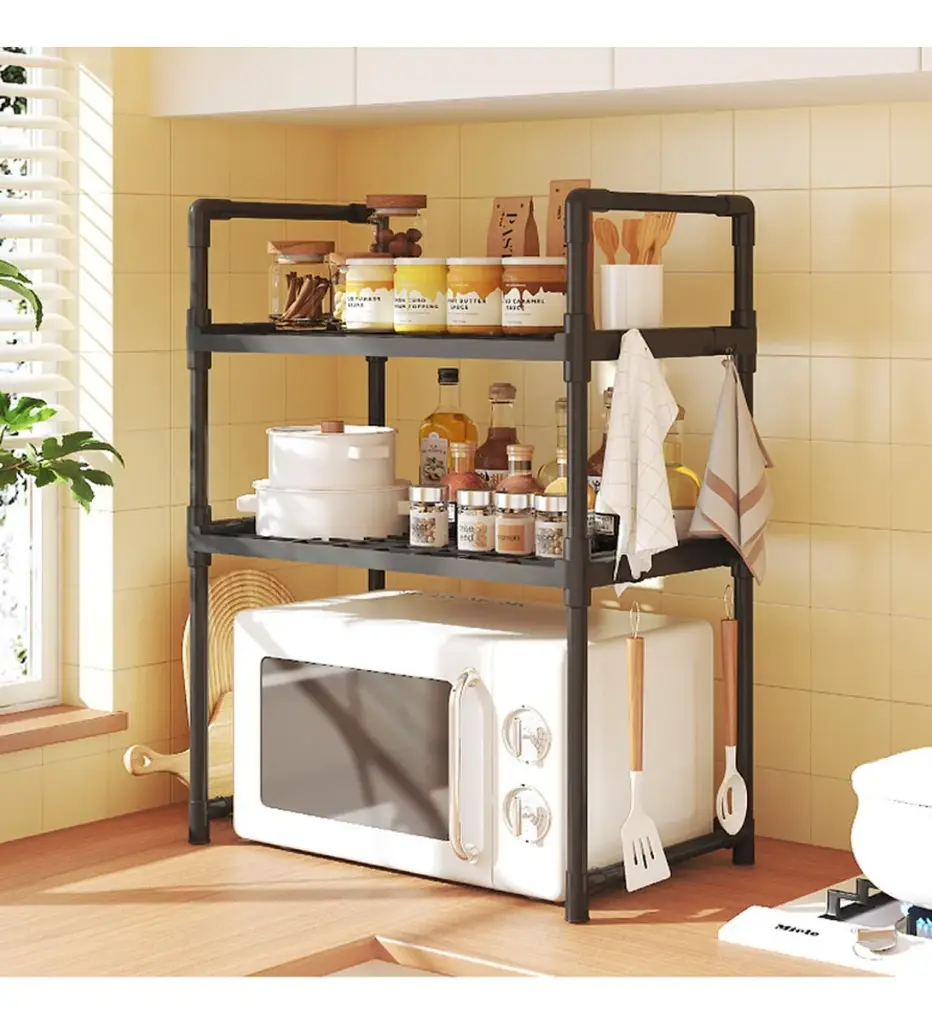 Organizador Cocina Repisas 3 Niveles Horno Microondas Color Negro