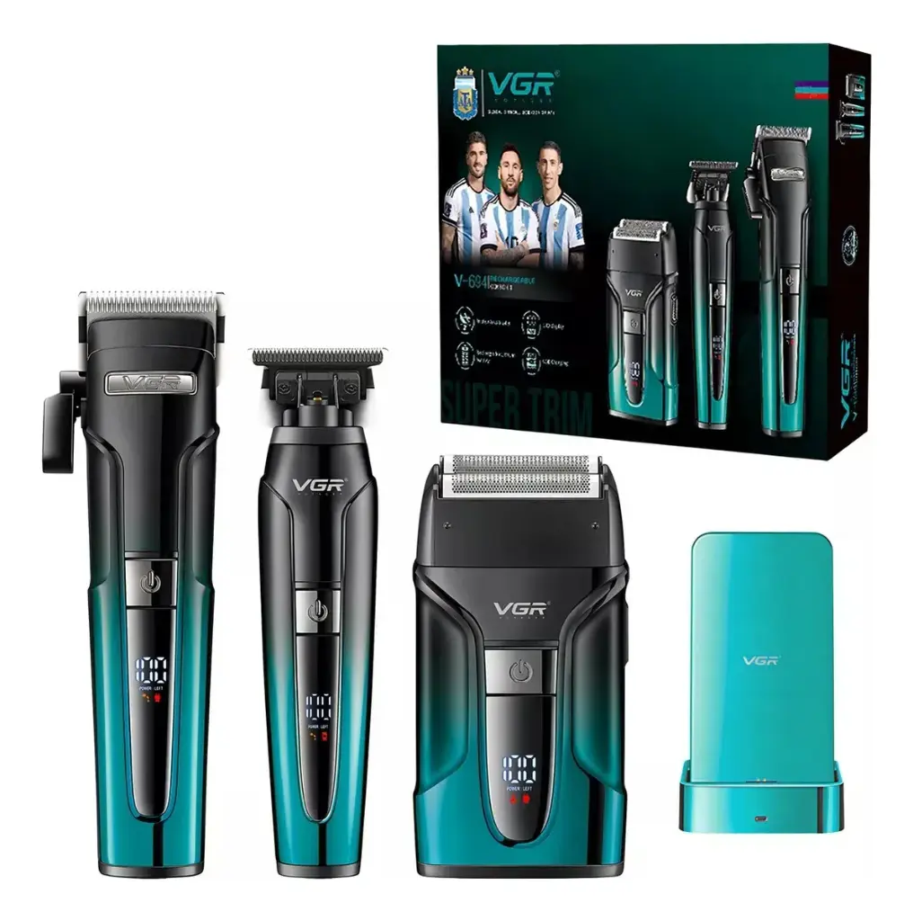 Maquina Corta Pelo X3 Trimmer, Shaver Profesional Vgr V-694 Negro/azul 110v