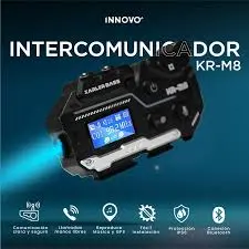 Intercomunicador Bluetooth Moto Karler Bass KR-M4 Pantalla FM IP65