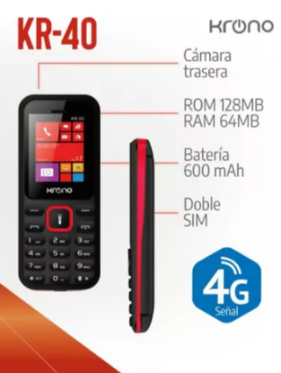 [tbh0008] Celular Krono Red 4g Doble Sim Cámara Bluetooth Linterna Led