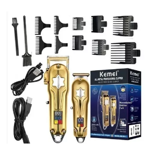 [tbh0023]  Maquina Peluquería/patillera Inalámbrica  Combo Kemei Km2011 Color Dorado