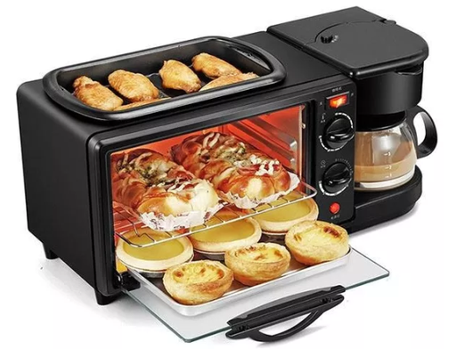 [tbh0242] Máquina Desayuno 3 En 1 Sokany Cafetera Mini Horno Parrilla