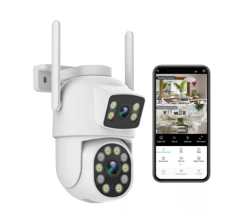 [tbh0257] Cámara De Seguridad Para Interiores De Doble Lente.