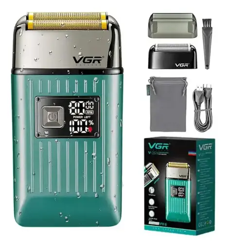 [tbh0409] Máquina Afeitadora Eléctrica VGR V-357 Patillera 2en1 Impermeable Verde