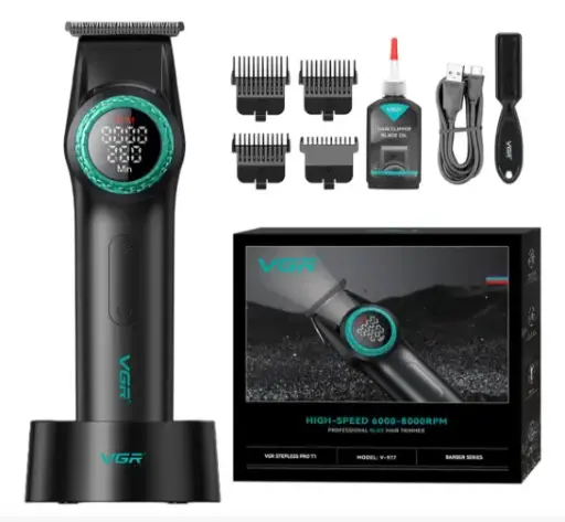 [tbh0497] Cortadora Pelo Trimmer Pro Vgr V-977 Luz Motor Bldc 8000rpm Color Negro