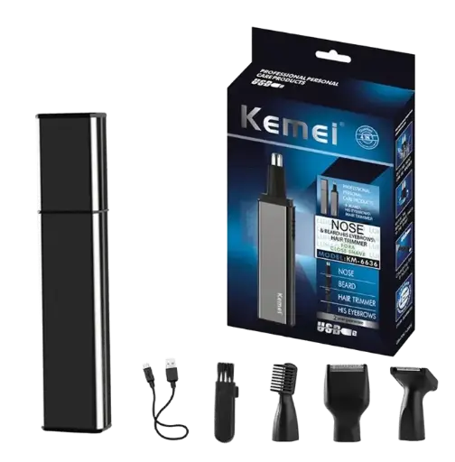 [tbh0617] Kemei KM-6636 4 en 1 recortador eléctrico de pelo de oreja y nariz afeitadora cortadora de afeitar recargable dispositivo de afeitado